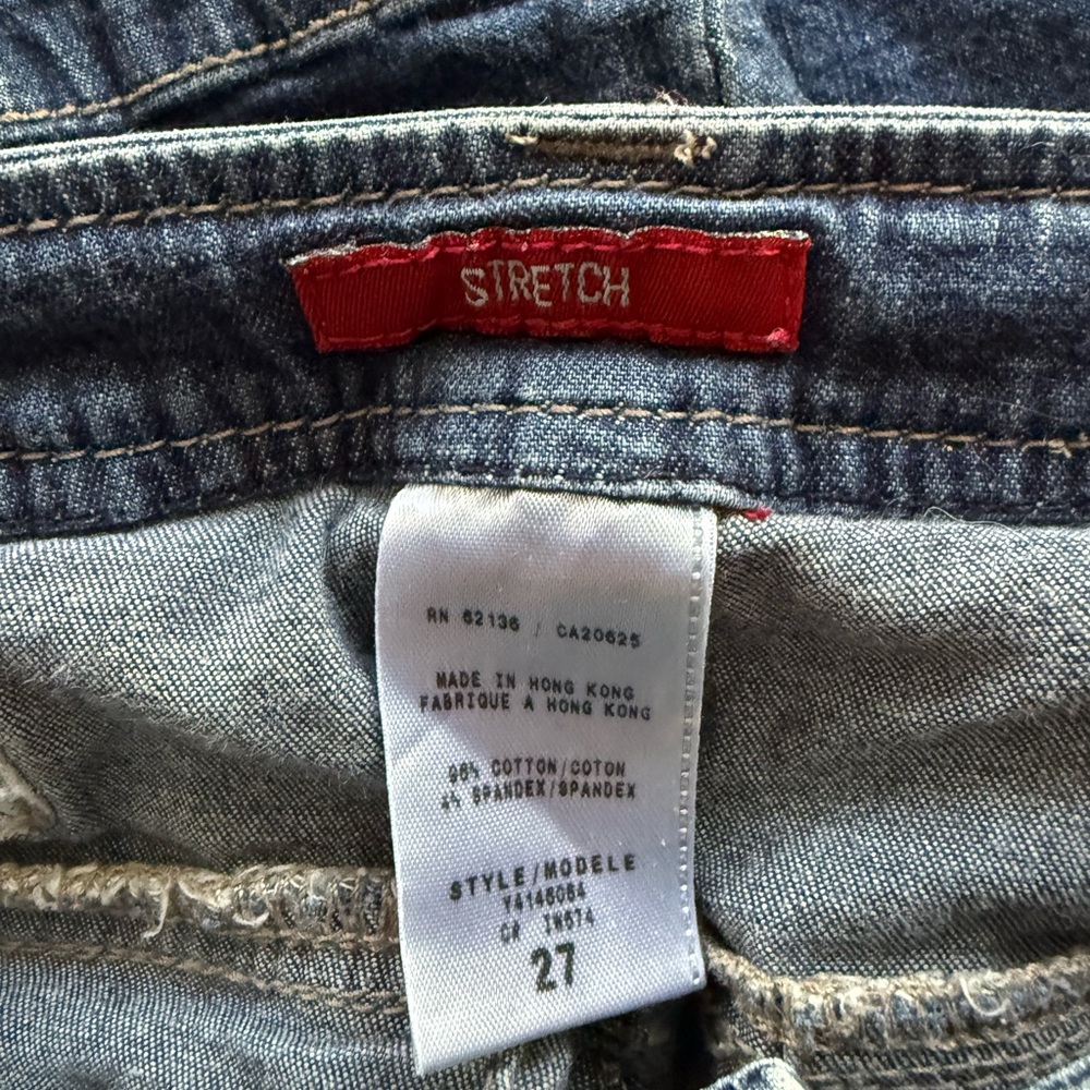 Guess Women's Blue Flare cargo Jeans with Zipper Accent vintage Y2K - Picture 3 of 5
